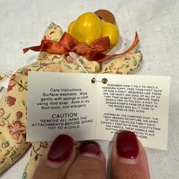 Russ Teeny Beenies Teenie Duck Clay Head Plush Stuffed Floral Material Body 5" - Picture 5 of 5